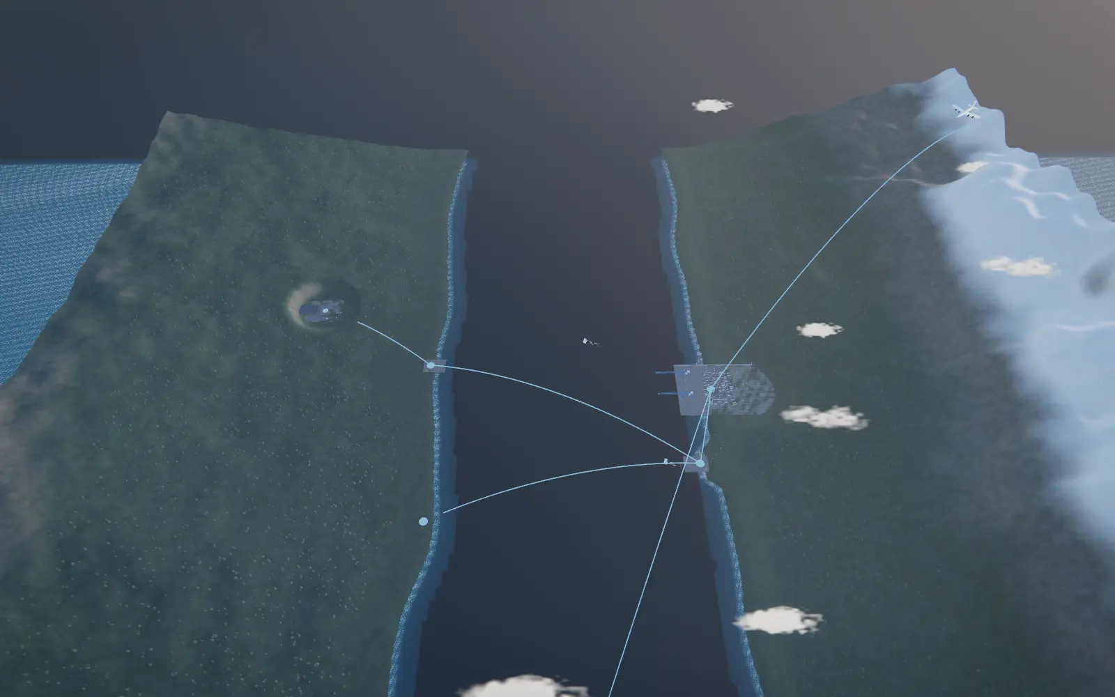 Schematic map of the Pacific Northwest showing freight routes converging on Vancouver and crossing to Vancouver Island
